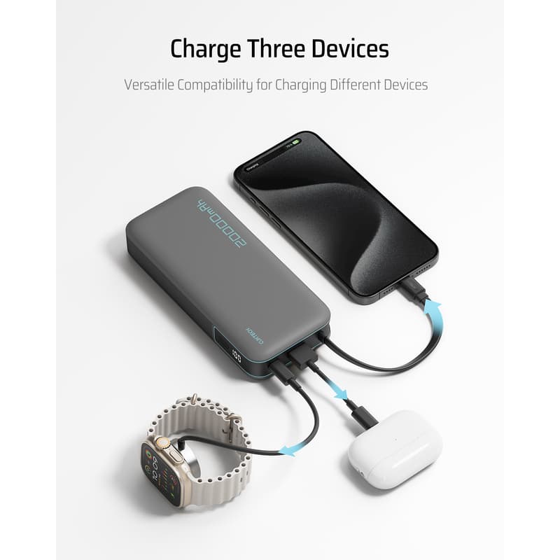 CUKTECH 45W 20000mAh Power Bank with Built-in USB-C Cable thumbnail 7